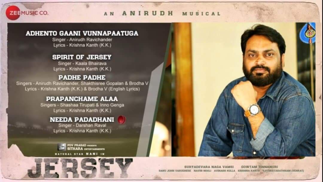 Thyview Pa Twitter The Unsung Hero Of Jersey Movie Lyricist Krishnakanth Every Lyric Connects To The Listeners His Best Work Till Date Krishnakanth Jersey 1yearforclassicjersey Kk Lyricist Nameisnani Gowtam19 twitter