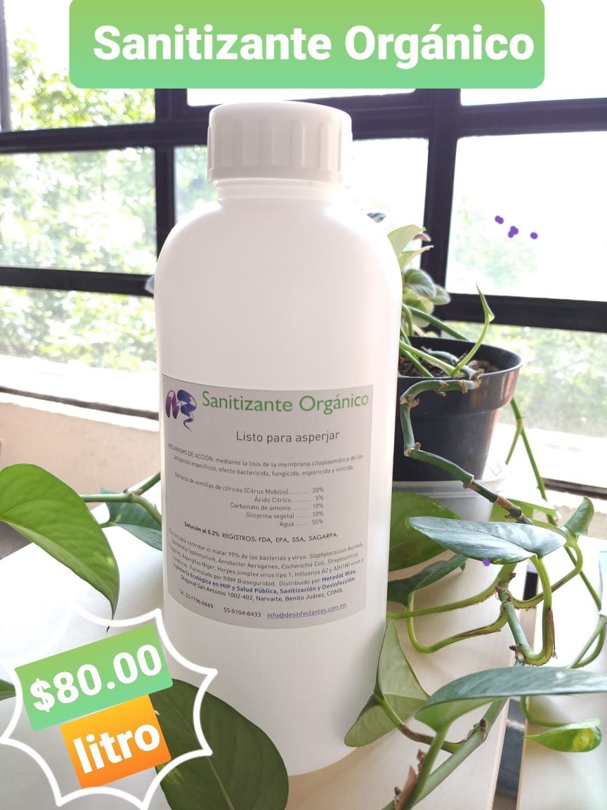 Algunos saben que me dedico al Manejo Integrado de plagas Urbanas, Salud Pública,  desinfección y sanitización. Sanitizante orgánico de cítricos,  $80.00 el litro, sólo para entregas en CDMX. ¡Gracias!