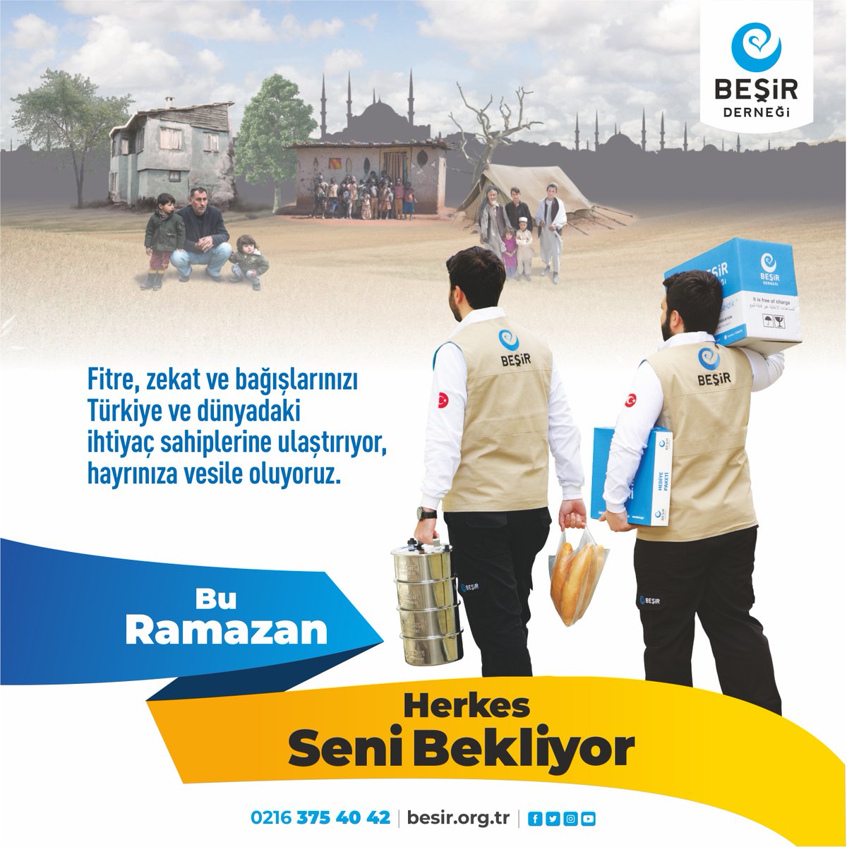 On bir ayın sultanının yolunu gözleyen mahzun gönüllere ulaşmak ve Ramazan sevincini hep birlikte yaşamak için Beşir Derneği ekipleri hazırlıklarını tamamladı.

Eli kolu dolu Bir Ramazan için #HerkesSeniBekliyor

Detaylı bilgi ve bağış 👉 besir.org.tr/ramazan