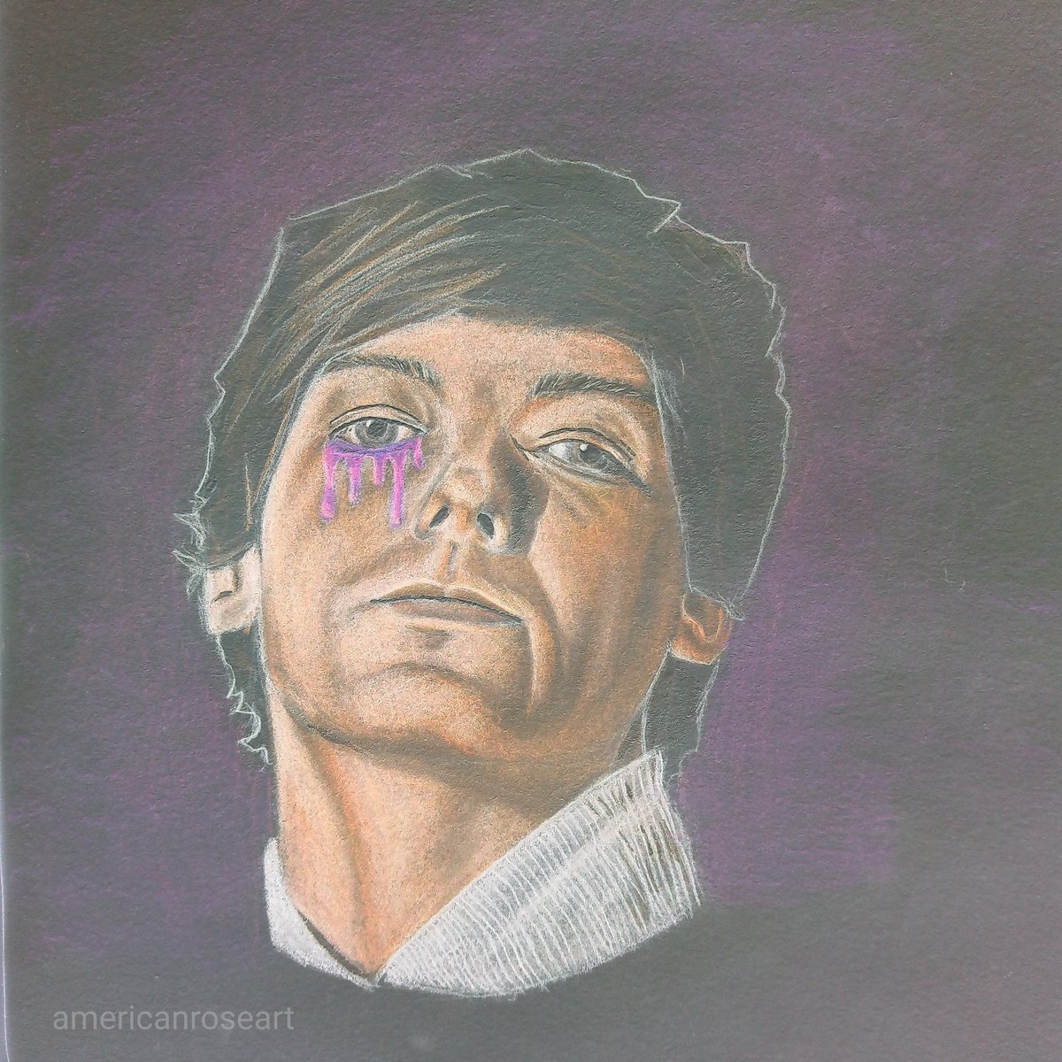 hi <a href="/LTHQOfficial/">LTHQ</a> i painted Louis in negative colors.  do you like it?
#LTHQArt #LouisTomlinson