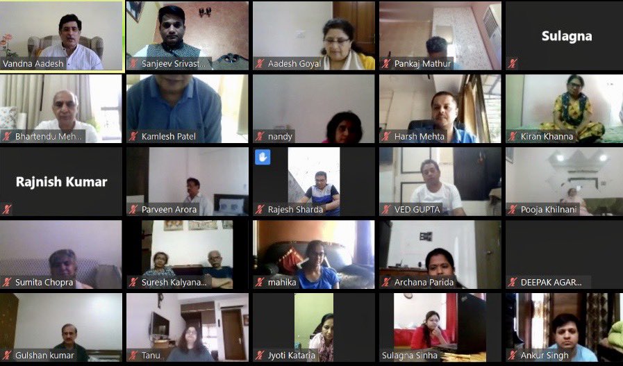 aadeshgoyal's tweet photo. Completed the #OnlineHappinessProgram with a group of amazing people spread all over - co-teaching with ⁦@VandnaAadesh⁩ &amp; BhartenduMehta. When people share their experiences at the end, it is so fulfilling. Everyone's goal is⁩ #Happiness. 

⁦@ArtofLiving https://t.co/Lo26aVxJmP