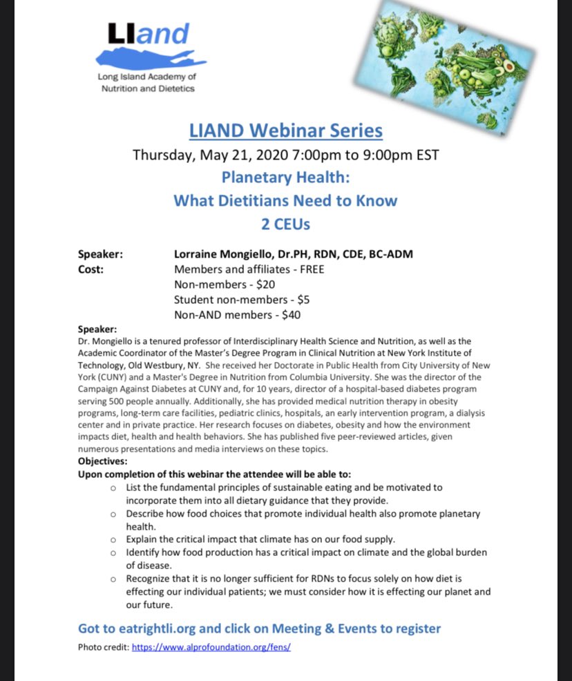 LIAND (@eatrightli) on Twitter photo Join us Thursday May 21, 7-9 PM for LIAND FREE Webinar to members & affiliates. <a href="/GNYDA/">GNYDA</a> <a href="/EatRightWNY/">WNYDA</a> <a href="/eatrightPRO/">eatrightPRO</a> <a href="/EatRightNewYork/">NY State Academy of Nutrition & Dietetics</a> <a href="/EatRightCNY/">CNYAND</a> Join us Thursday May 21, 7-9 PM for LIAND FREE Webinar to members & affiliates. <a href="/GNYDA/">GNYDA</a> <a href="/EatRightWNY/">WNYDA</a> <a href="/eatrightPRO/">eatrightPRO</a> <a href="/EatRightNewYork/">NY State Academy of Nutrition & Dietetics</a> <a href="/EatRightCNY/">CNYAND</a>