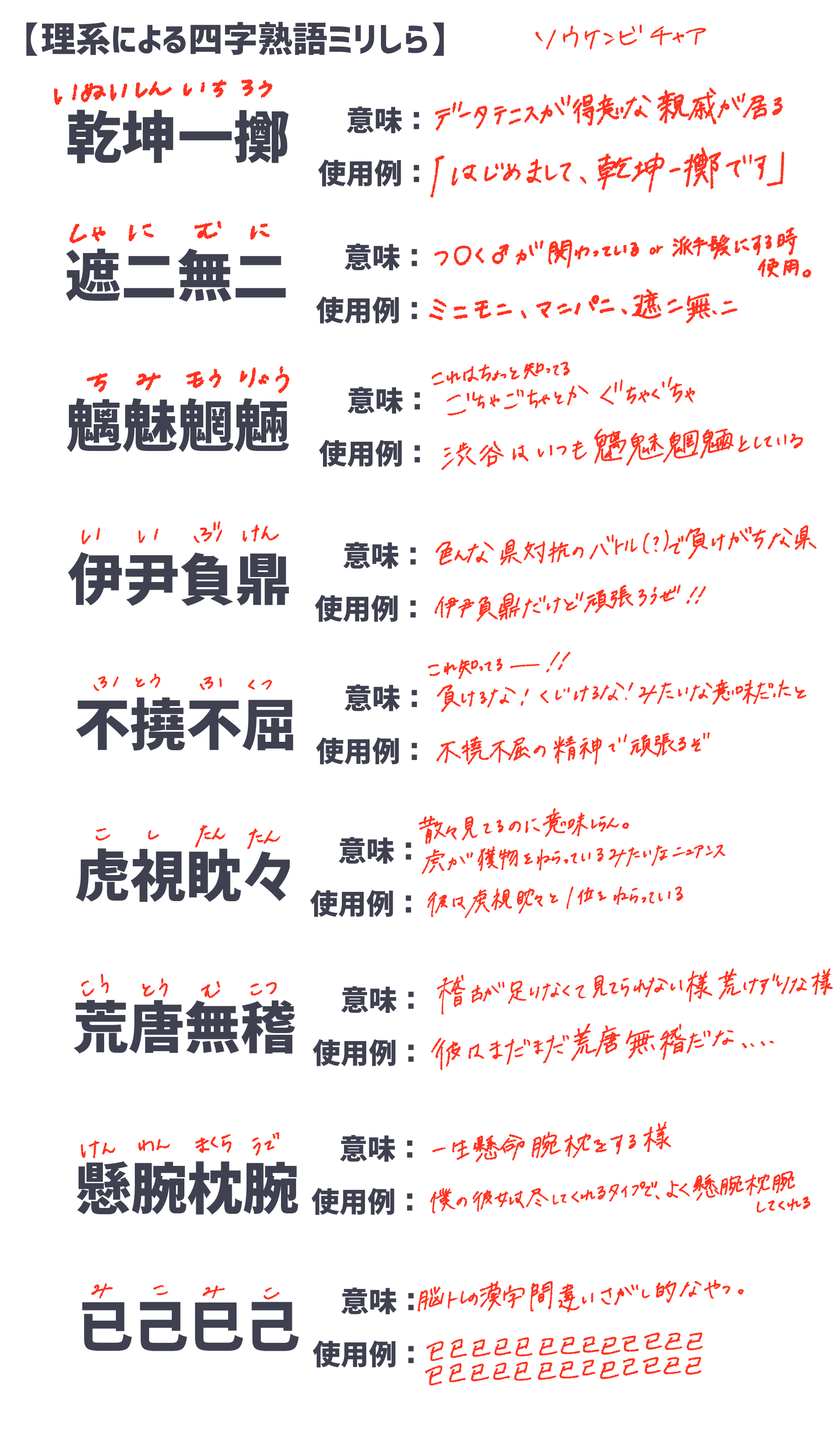 爽健微 ﾁｬｱ 四字熟語ミリしら あまりにも四字熟語がわからな過ぎてミリしらテンプレ作ってみました お題投げてくれた方ありがとう 理系じゃない人もぜひ T Co Niee5evsaw Twitter