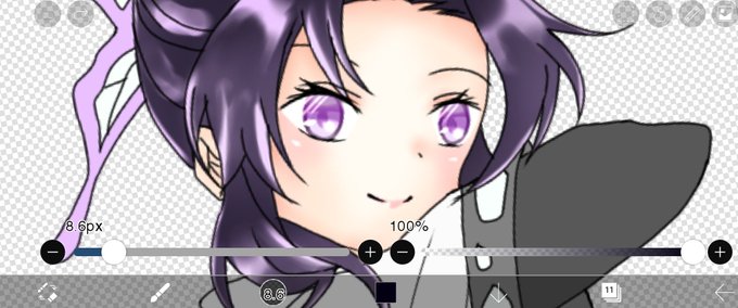 最上もなかさんがTwitterに投稿した胡蝶しのぶ(鬼滅の刃)のイラスト。