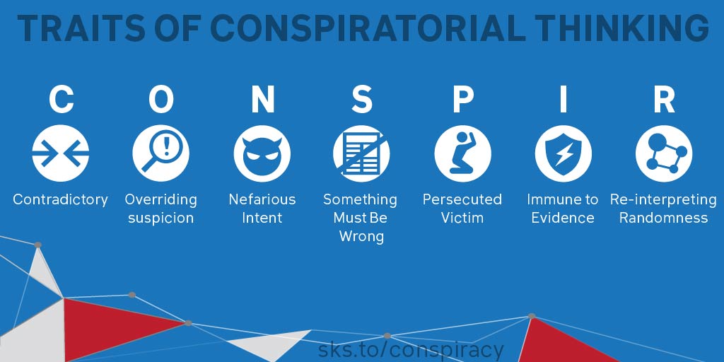 4/8 In the Conspiracy Theory Handbook,  @stworg & I list 7 traits of conspiratorial thinking. I showed how all 7 traits appear in  @realdonaldtrump’s “health workers are stealing medical equipment” conspiracy theory  https://crankyuncle.com/donald-trumps-riff-on-medical-equipment-theft-is-textbook-conspiratorial-thinking/