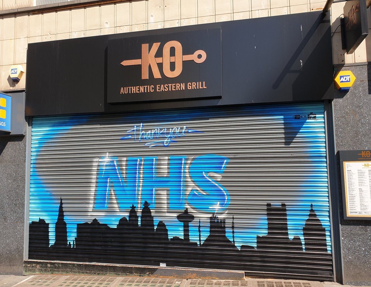 scousescene's tweet photo. .@KOGrill_ on Bold Street in #Liverpool showing their suppport for @NHSuk painted by @kingsyzeGraff 

#ThankYouNHS 💙 https://t.co/7eEalnVXNc