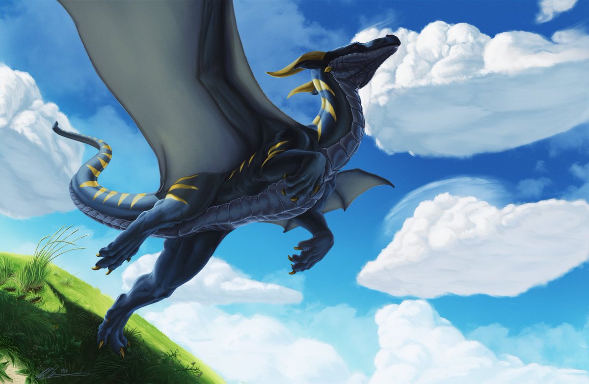 Mirsathia's tweet image. I'm happy to be able to share my first completed YCH with you all! 

I learned a lot working on this - I started the grass four or five times before I found a way that worked for me and with the rest of the image. Still pleased with it though, so I can definitely say success!