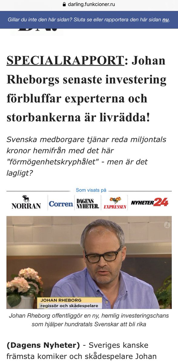 Större problem finns väl förvisso i dessa tider, men...
Kan verkligen inte <a href="/dagensnyheter/">Dagens Nyheter</a> <a href="/Corrennyheter/">Corren</a> <a href="/Expressen/">Expressen</a> <a href="/TV4/">TV4</a>  mfl göra något åt den här tarvliga bitcoinscammen som utnyttjar @CanvisNous ?
Det ”ska” ju t.o.m. ”se ut” som DN