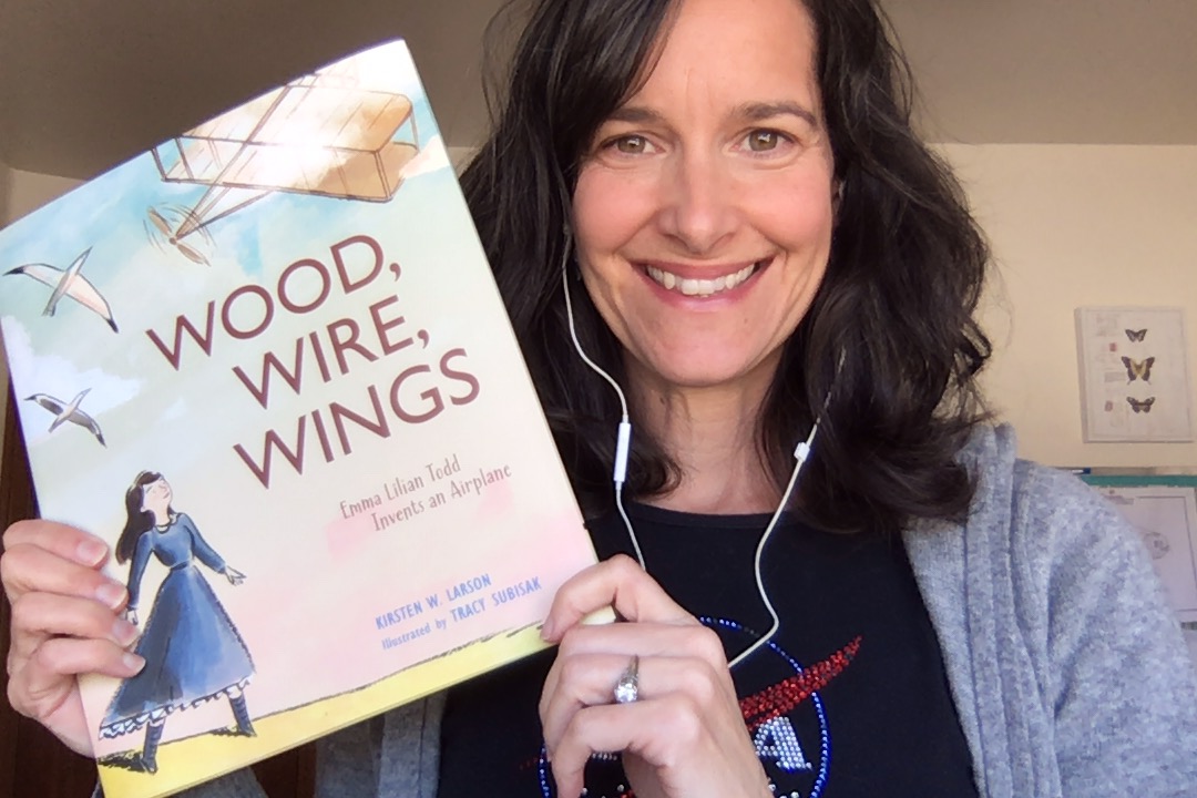 KirstenWLarson's tweet image. I’m Kirsten Larson. I used to work with rocket scientists at NASA, now I write #STEM books for kids. My most recent book is the true story WOOD, WIRE, WINGS: Emma Lilian Todd Invents an Airplane, illus. by @subisnacks from @bmkbooks. #MGBookChat #STEMTuesday