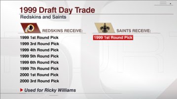 BFawkes22's tweet photo. Imagine if Twitter was around in 1999 when the Saints traded an entire year’s draft (and a 1 and a 3) to draft RB Ricky Williams at No. 5. https://t.co/WzEvsTHkxh