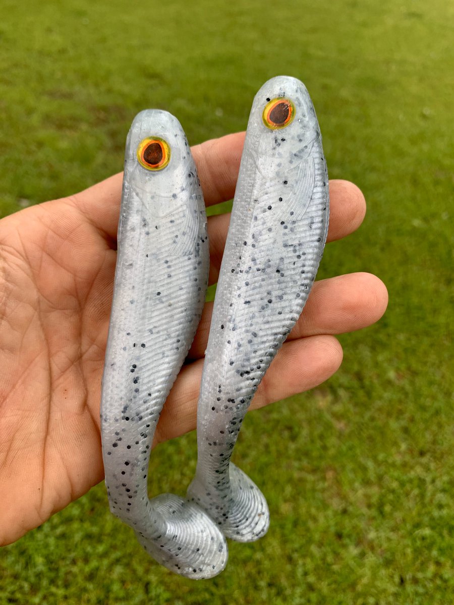RebelBasser's tweet photo. 6” Pearl White Speckle Belly Swimbaits that I made this morning. https://t.co/B5vJaY2tSy