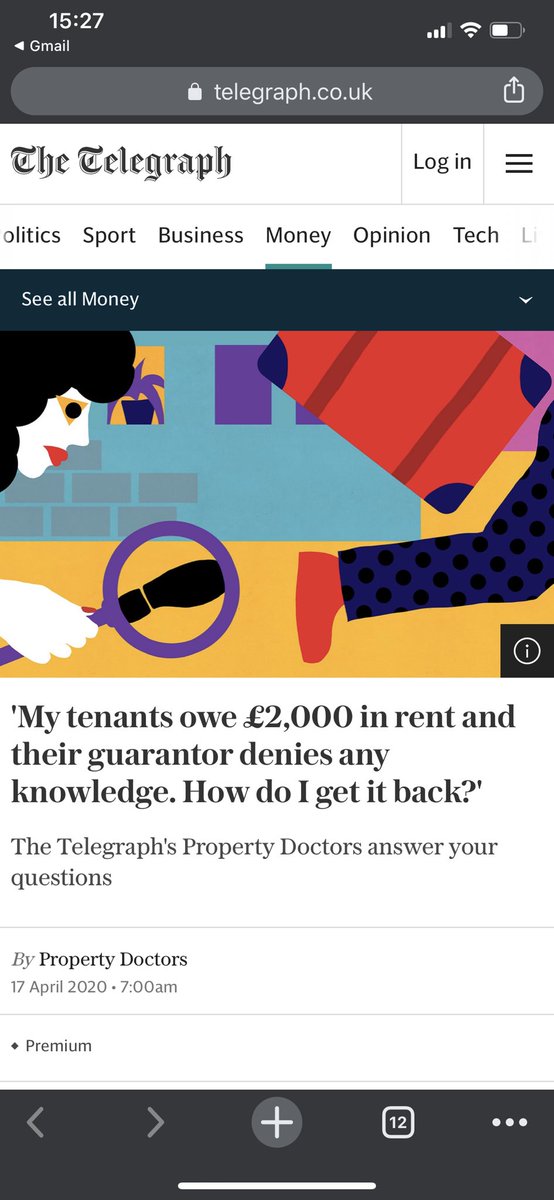 KristjanByfield's tweet photo. Any experienced letting agents like me bemused by this leading question in today’s @Telegraph ?! Either they’ve signed a guarantor doc or they haven’t. #PropertyDoctors https://t.co/amEHD9KiuU