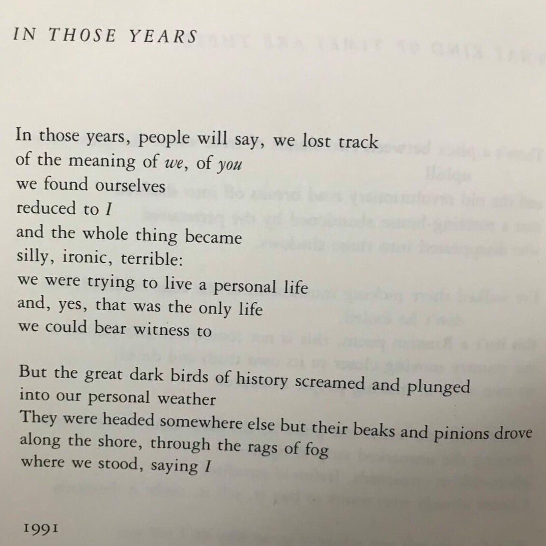 #nationalpoetrymonth
poem for April 19
"In Those Years" by Adrienne Rich