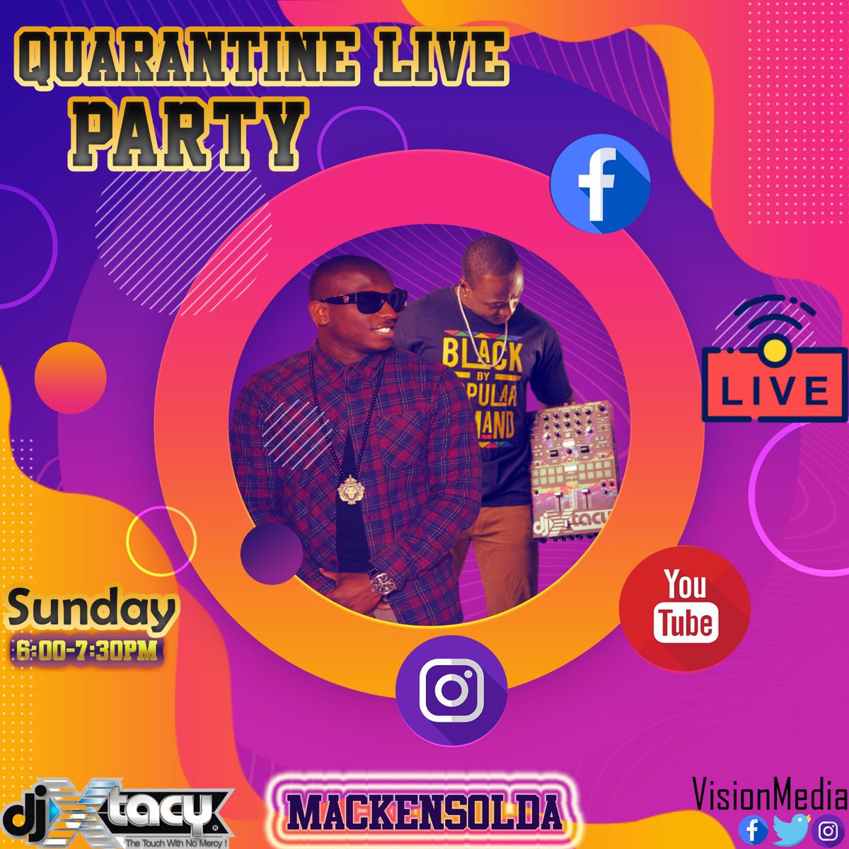djxtacy904's tweet photo. #SundayVibe #QuarantineParty w/ @Mackensolda see ya at 6:09 pm #TeamGoodMusic #SundayChill  design by @VickyLarose_ #BonAn pa ezite tcheke misye https://t.co/44L72F9Due