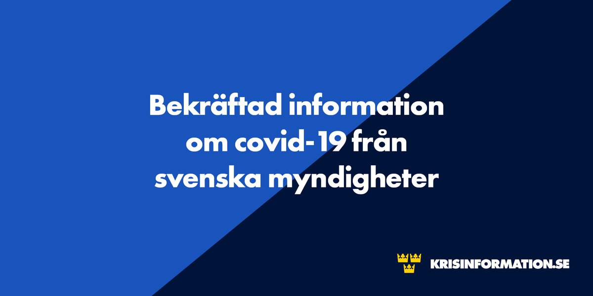 krisinformation's tweet photo. Här har vi samlat den viktigaste informationen från myndigheterna om covid-19: https://t.co/kxzXxc7iiz https://t.co/nO4yZP59nT