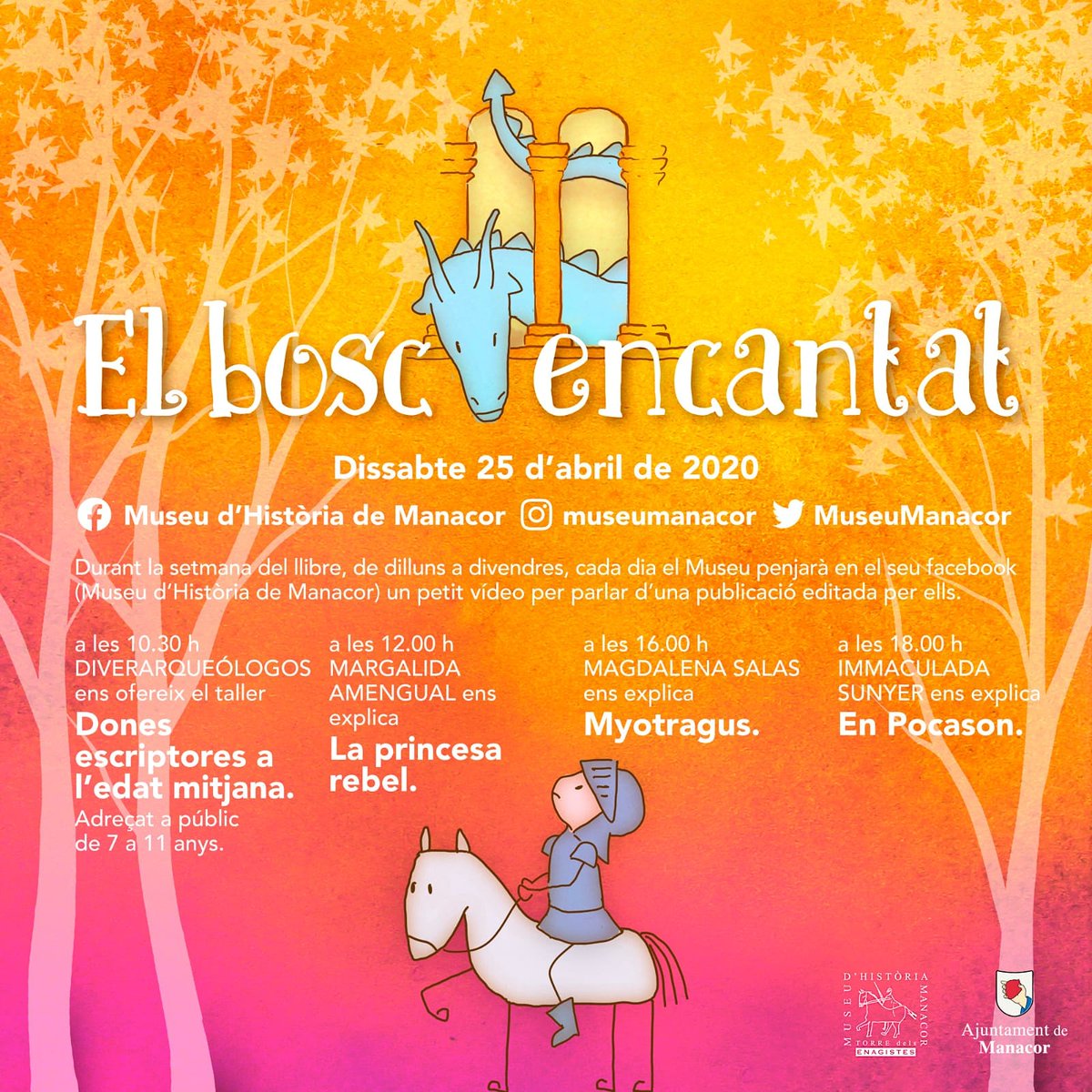 En circumstàncies normals durant la Setmana del Llibre haguéssim fet El Bosc Encantat en el Museu. I...hem decidit fer-ho igualment a pesar del confinament.
Demà començam amb activitats per als adults i dissabte serà el torn per als petits!
#museumanacor #museum #museos