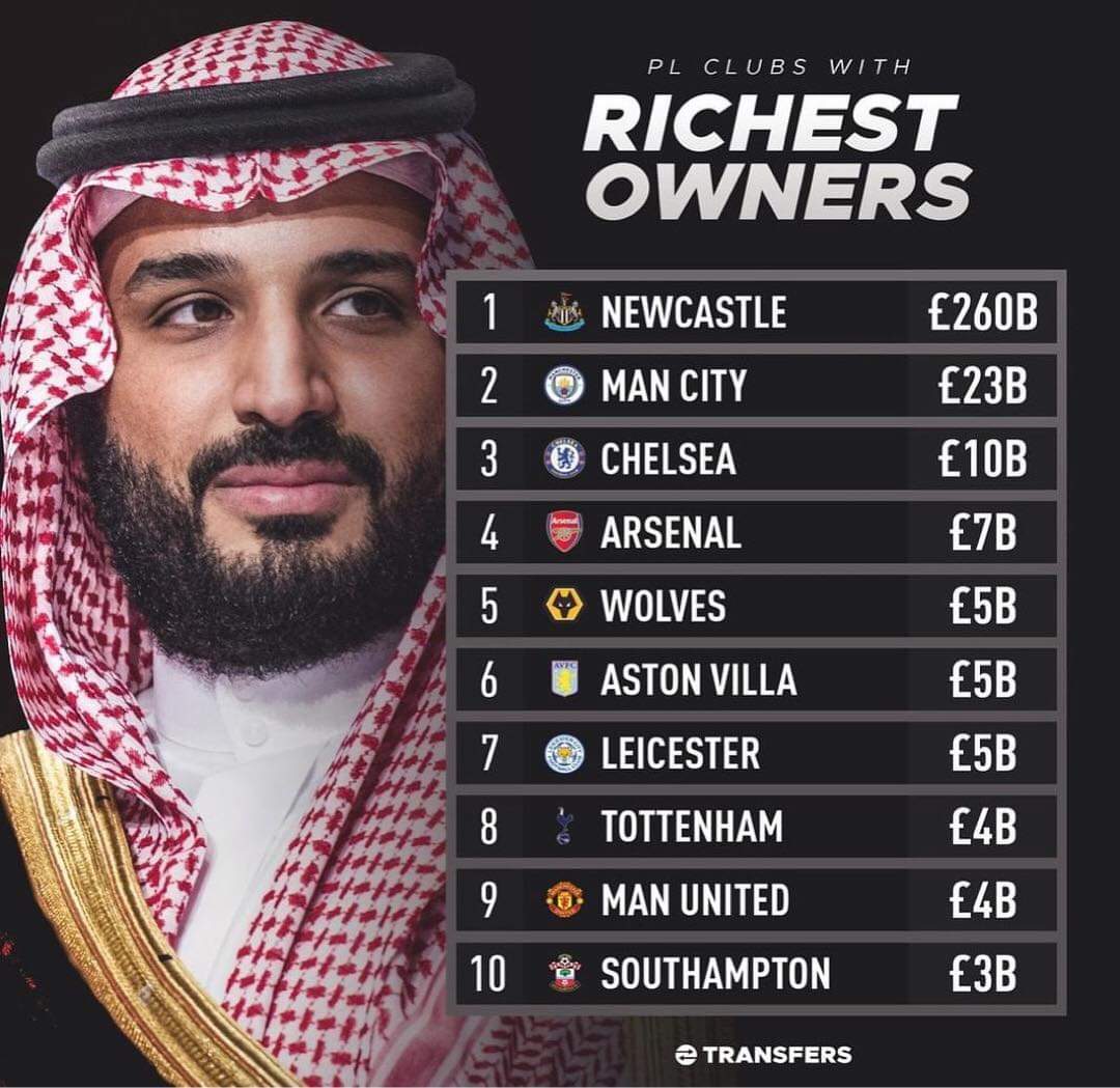 Newcastle Utd Turkey On Twitter 260 Milyar Pound Newcastle United In Satisi Gerceklesirse Premier League Deki Kulup Sahiplerinin Servetlerini Gosteren Liste Boyle Olacak Newcastle United Dunyanin En Zengin Futbol Kulubu Olmak Uzere