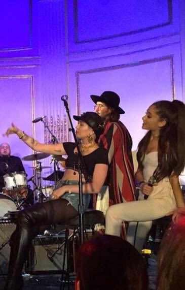miley and ariana performed together at the snl 40 after party in 2015