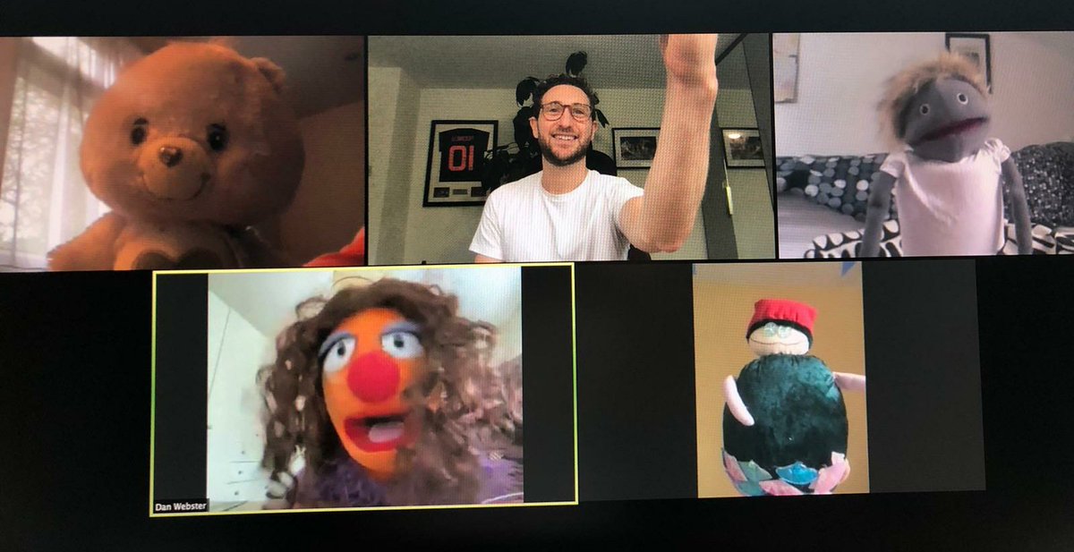 TrophyRoomImpro's tweet photo. What happens when improvisors meet up on @zoom_us ... 

#improvcomedy #improv #improvisation #comedy #zoom #cuddlytoys #teddybear #muppets https://t.co/jXDMNRO8Av