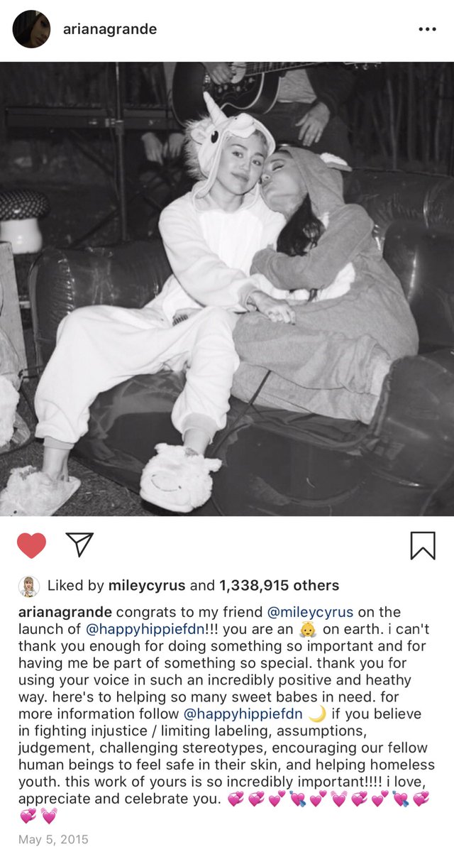 ariana showing so much support for miley and happy hippie 