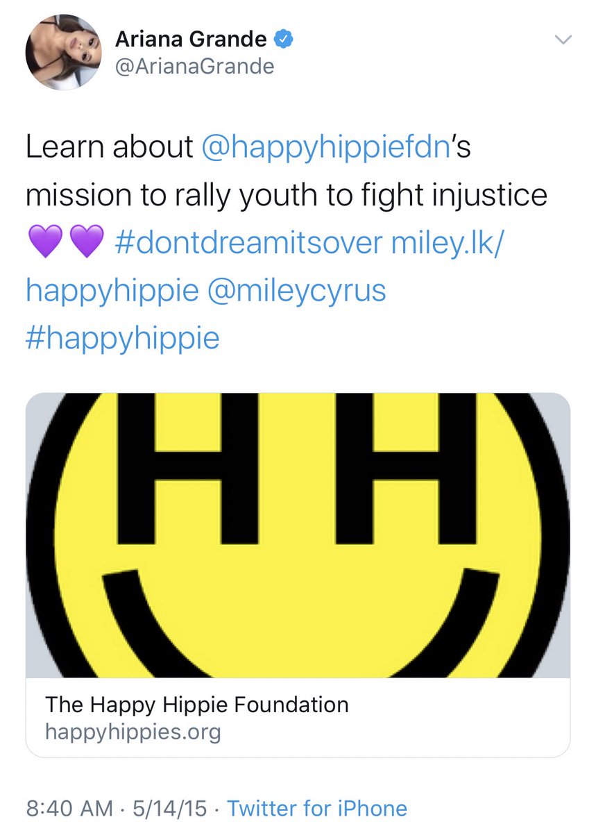 ariana showing so much support for miley and happy hippie 