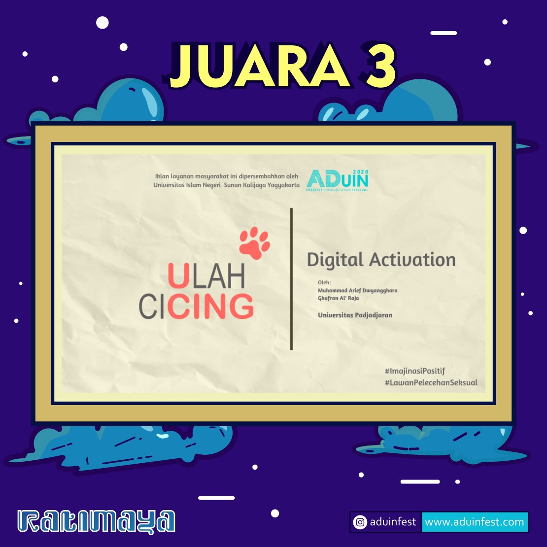 [The Winner Digital Activation]
Selamat untuk teman-teman yang berhasil menjadi juara mata lomba Digital Activation, bagi yang belum bisa juara jangan pernah menyerah!