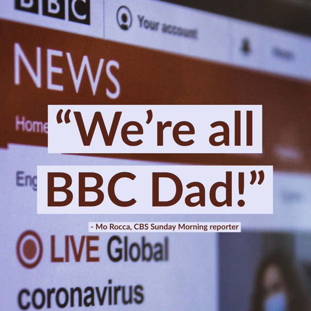 SamHornIntrigue's tweet image. Thanks to #CBSSundayMorning reporter #MoRocca for this wonderful observation about what it's like to conduct #virtual #business #meetings from home .... 
"WE'RE ALL BBC GUY."  cbsnews.com/video/backgrou…