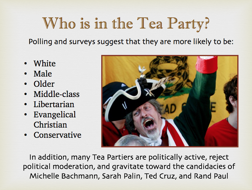 What types of folks gravitated toward the Tea Party and what did its most vocal adherents believe? And what were the (many) contradictions embedded in these beliefs?You might remember the raucous town halls and the old, white men in tricornered hats 