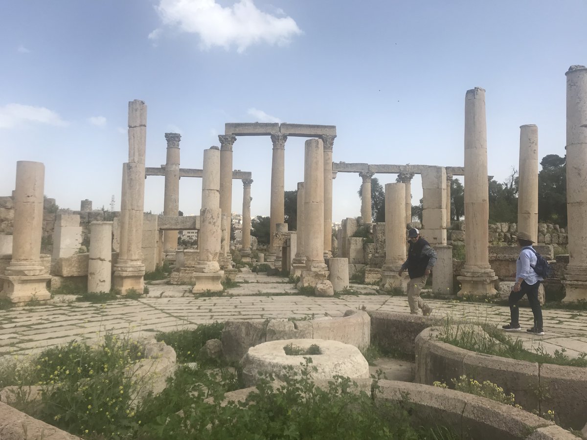  @Martin_Randall Essential Jordan Tour Day 2. There are some really interesting structures, excavated since the  @PalExFund visited in 1867, like this small & rather exclusive shopping mall off the colonnaded street, complete with its own cooling fountain in the foreground!