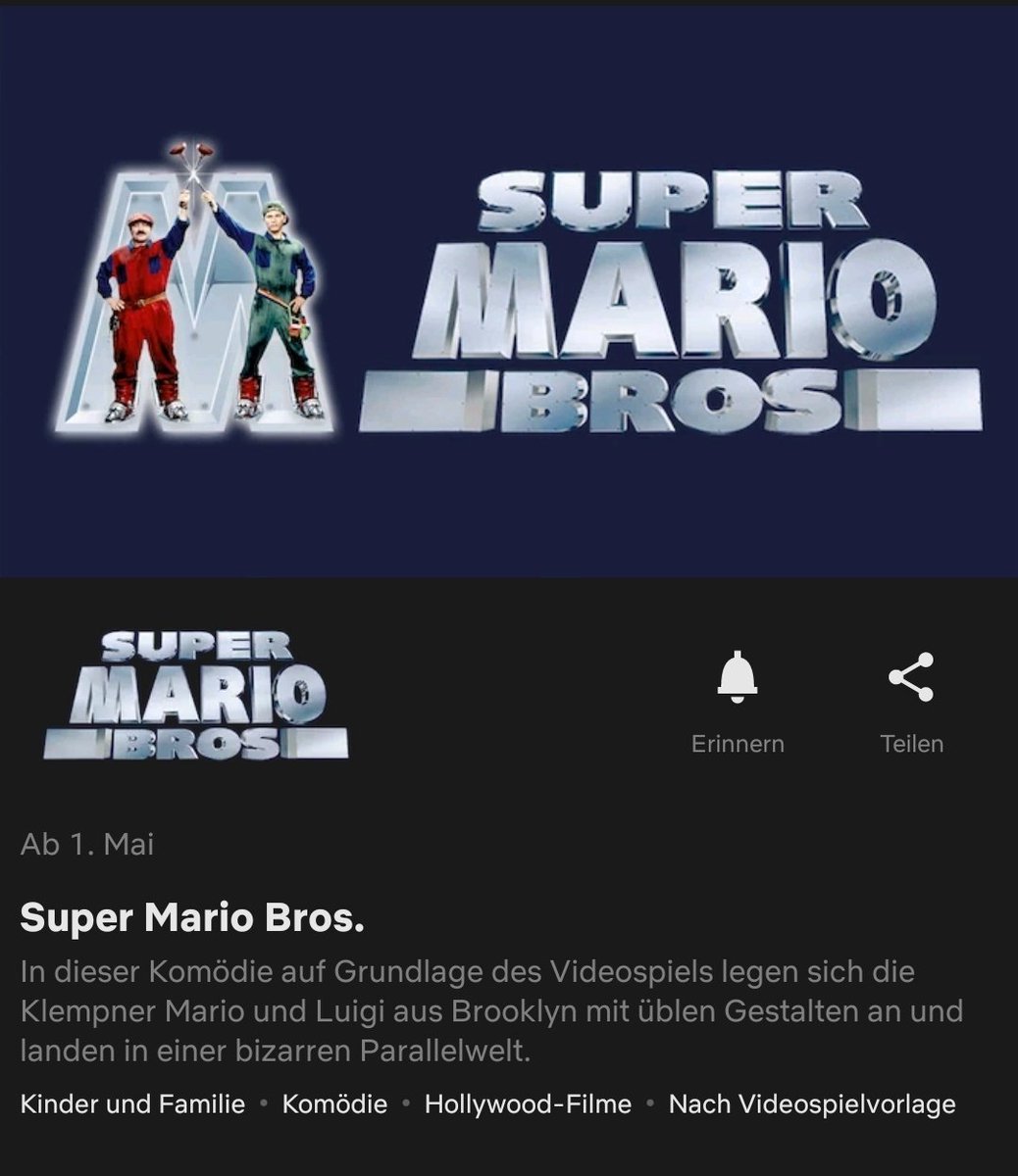 SMB Movie Archive on X: Super Mario Bros. (1993) will be available on  Netflix - Germany beginning May 1st!  / X