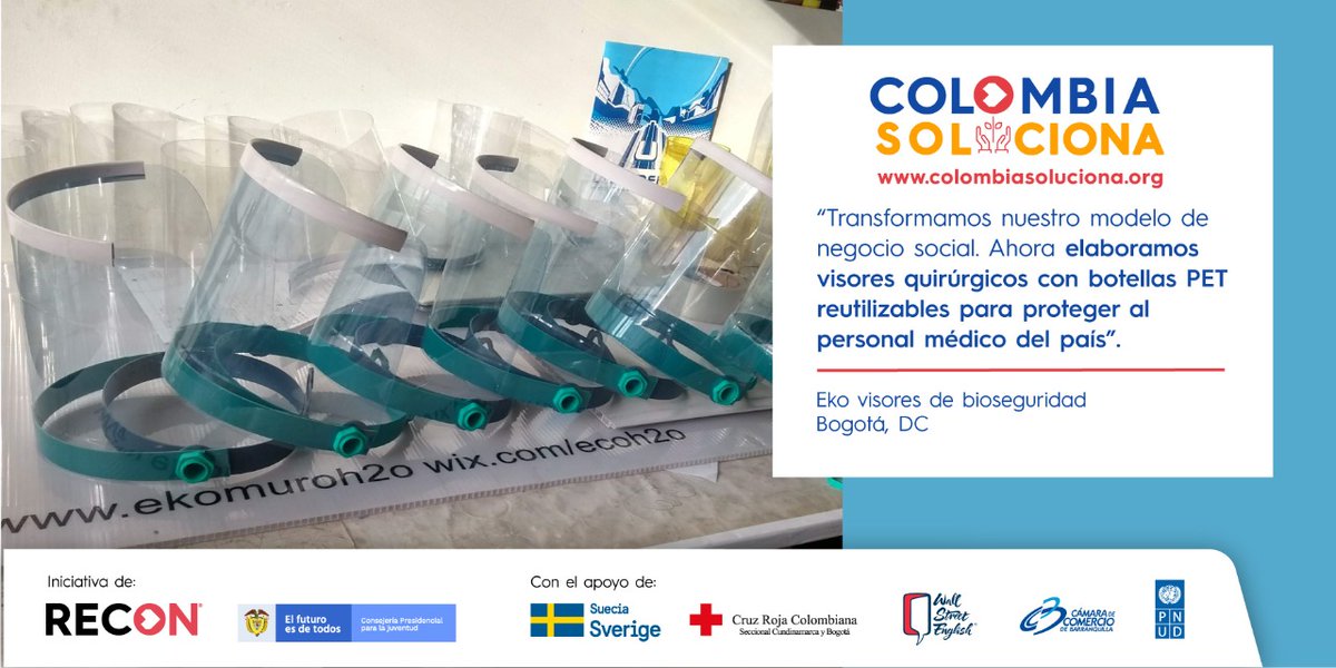 #DonatonBogota para apoyar a emprendedores sociales que desde otros campos mitigan el impacto del #coronavirus en la ciudad. @EkogroupH2O donará 10 mil caretas de bioseguridad a personal médico. Contribuyamos con estas iniciativas