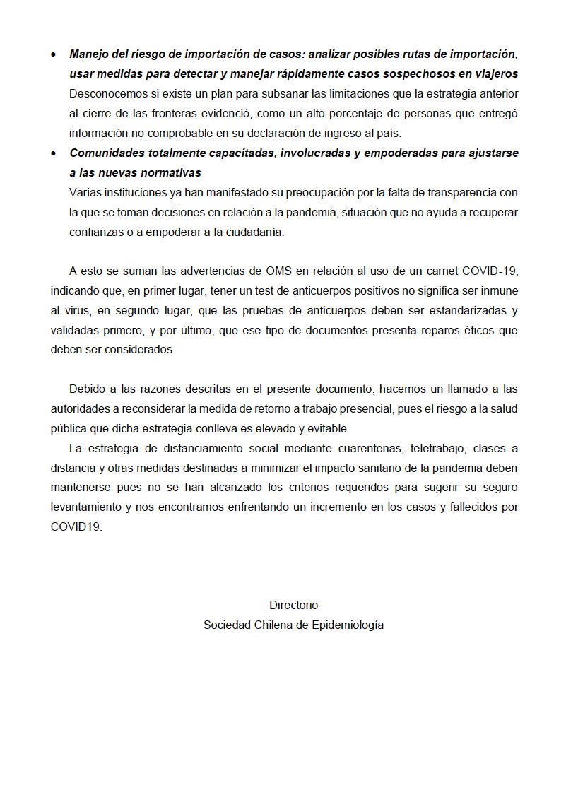 Sochepi's tweet photo. Estimad@s socias, socios y amig@s de Sochepi, compartimos declaración pública sobre anuncio de retorno a trabajo presencial, apertura de malls y reinicio de clases presenciales durante la pandemia por #COVID19 https://t.co/mN4PrViMbA