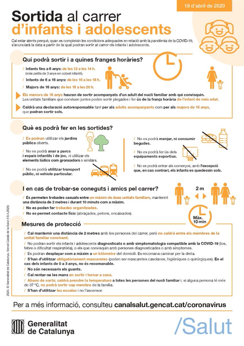 vedrunaelcarme's tweet photo. ℹ️Quines mesures de prevenció caldrà prendre quan els infants i adolescents👧👦 puguin sortir al carrer? @salutcat
#intesament #vedrunasantsadurni https://t.co/6VS4dsYqZo