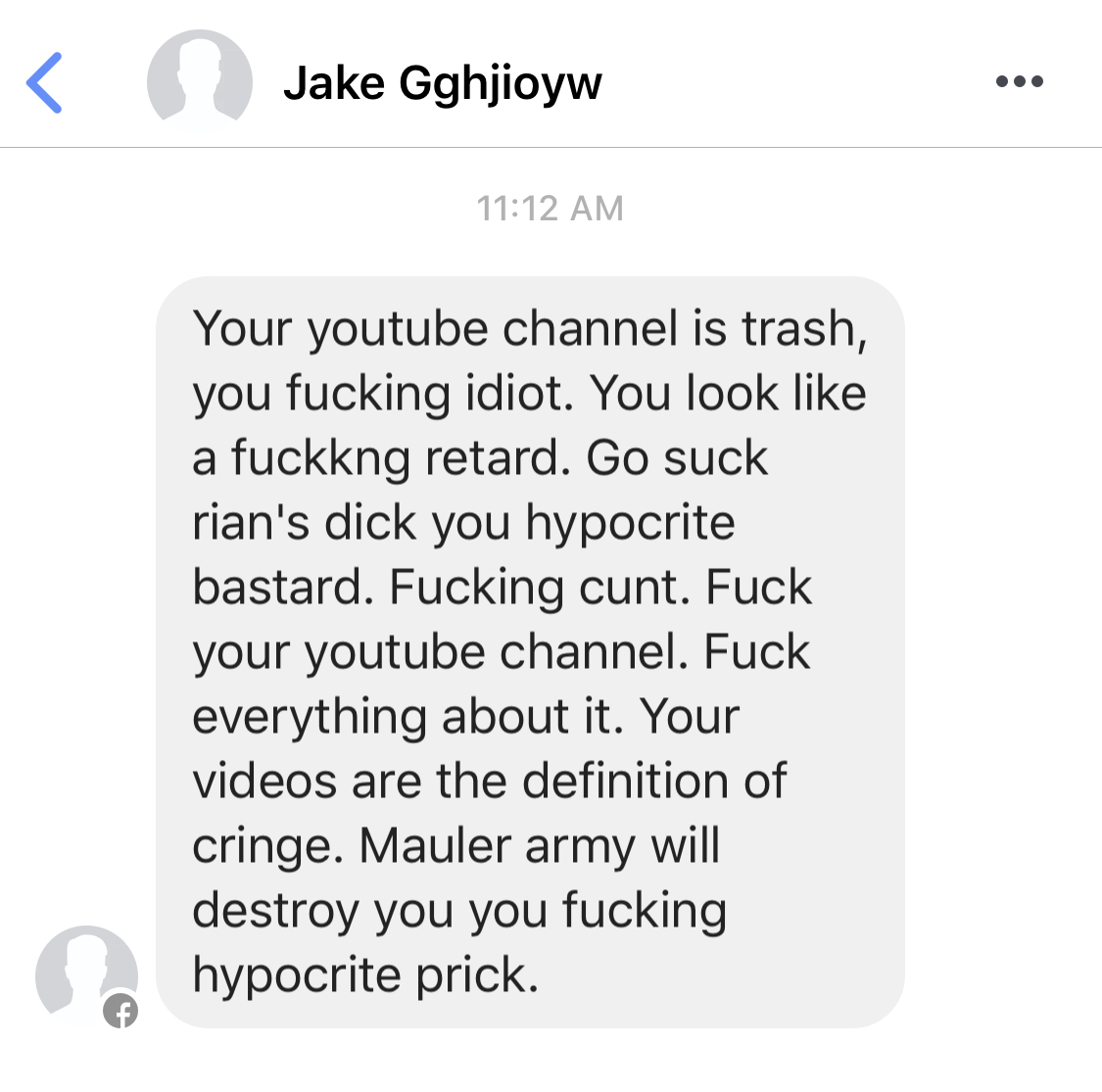 Shoutout to this guy who's so mad I liked a 2-year old Star Wars movie he apparently made a Facebook account just to send me this message