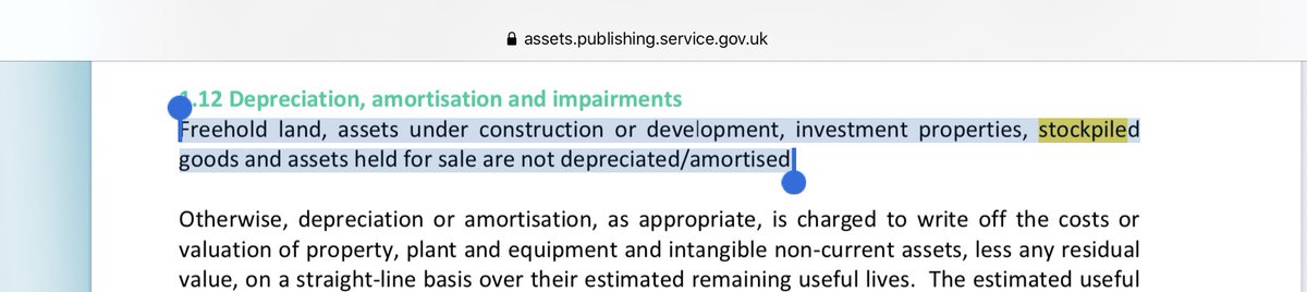 Quick check - not depreciation on stockpiled goods.