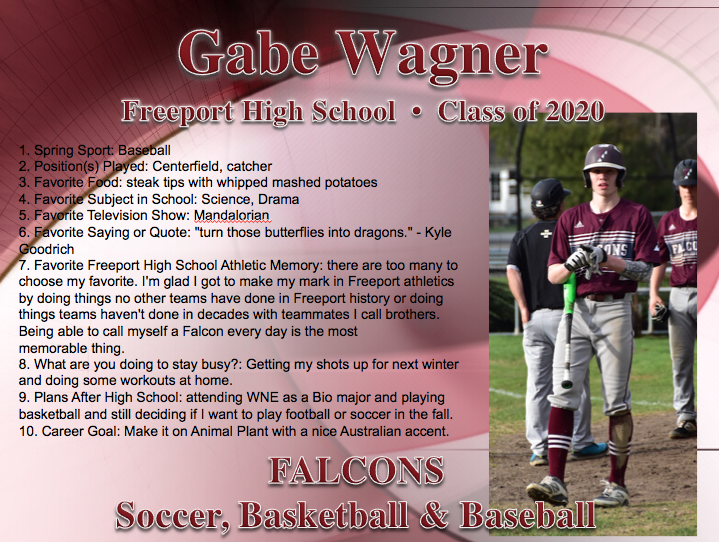 This weeks Senior Spotlight - Gabe Wagner - an outstanding 3 sport athlete for Freeport High School