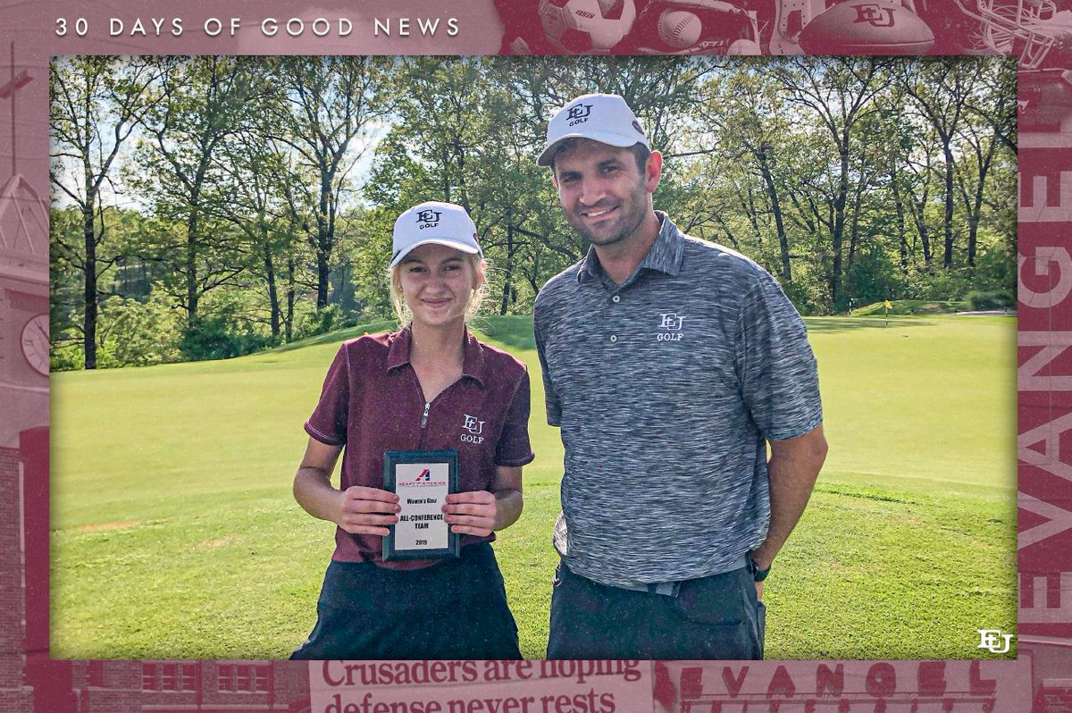 EvangelValor's tweet photo. 30 Days of Good News | Day 11: Quietly Fierce
Sophomore Emma Oathout certainly knows how to speak softly and carry a big club. The Webb City, Mo. native earned an All-Conference finish at the Heart Championships last spring. #EU30Days https://t.co/OQqzCXyY2h