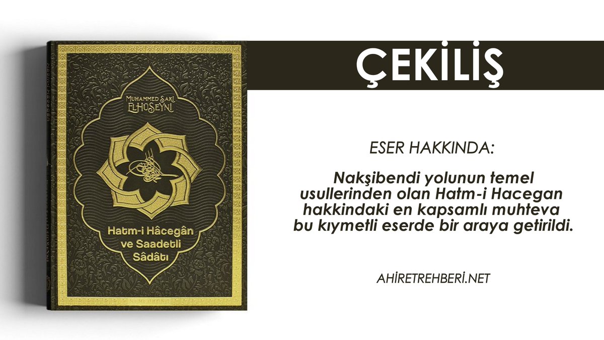 Büyük çekiliş!

Hatm-i Hâcegân ve Saadetli Sâdâtı

- Bizi takip et ✔️
- Tweet'i retweetle ve beğen ✔️
- Yoruma en az bir kişiyi etiketle ✔️
- Yorum sayısı arttıkça kazanma ihtimali artacaktır ✔️

Çekiliş, 1 Mayıs akşamı sona erecek, kazanan açıklanacaktır. #HayatEveSığar #Çekiliş