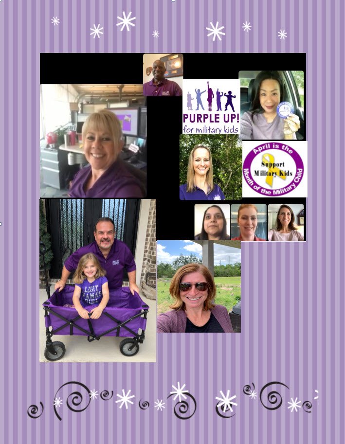 jennmcfarren's tweet photo. Love that our @NavyFederal team could still show our support for military children by wearing purple “together!” #PurpleUpWithNavyFed #socialdistancing #OurMembersAreTheMission https://t.co/GbB1L8Dz8B