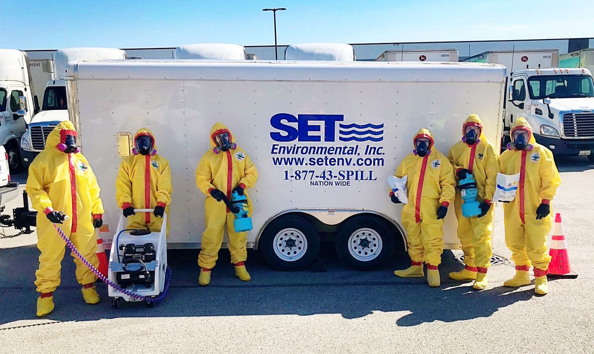 SETenvironment's tweet photo. SET COVID Response Team doing the good work of reducing risk and protecting the environment. These guys are heroes! #beatcovid19 #weareset https://t.co/CUSUvbO2mI