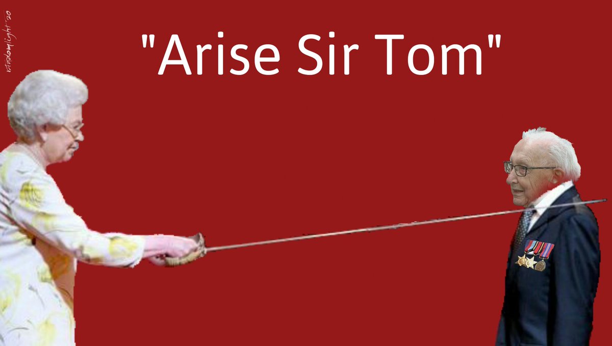 rAndomlightx's tweet image. Captain Tom receiving his well deserved knighthood. At a safe distance of course. 
#KnighthoodforCaptainTom 
Art ~ #rAndomlight