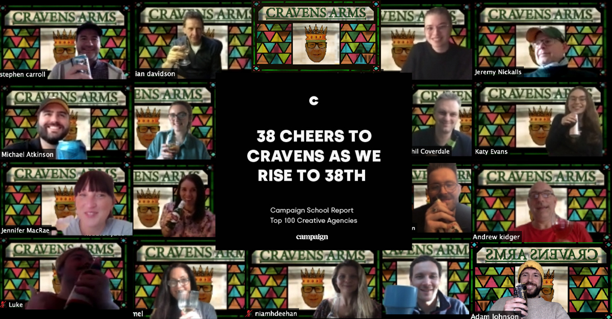 38 cheers to Cravens as we rise to 38th in the Campaign School Report Top 100 Creative Agencies!

lnkd.in/dq-QftA
