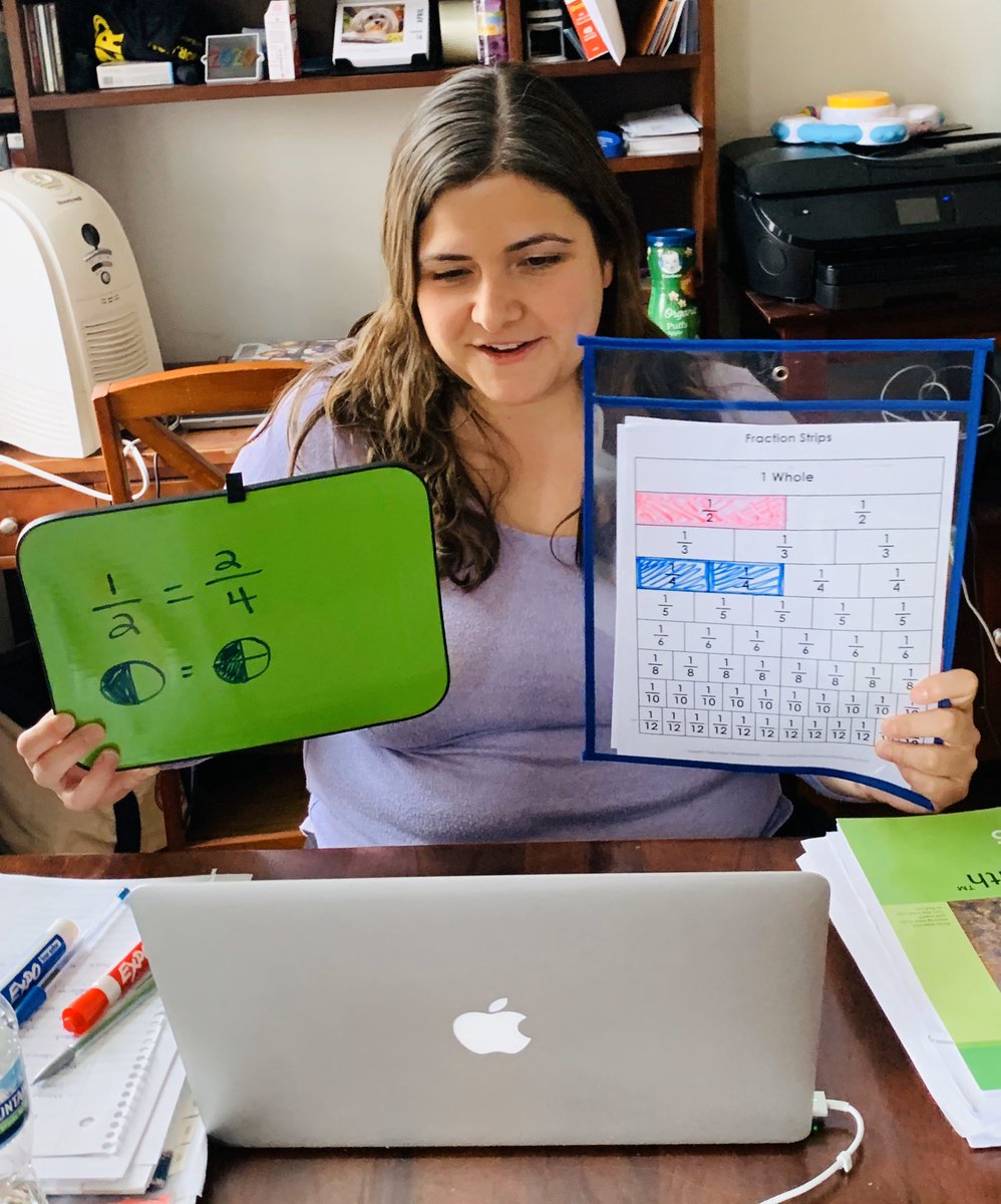 MrsNelsonGrade3's tweet photo. Students utilize annotation tools to participate in an interactive equivalent fraction review on Zoom #oakpark97 #WeAreD97 #remotelearning #NelsonsNavigators #longfellowbears @eureka_math @zoom_us https://t.co/tlyC5zqk9t