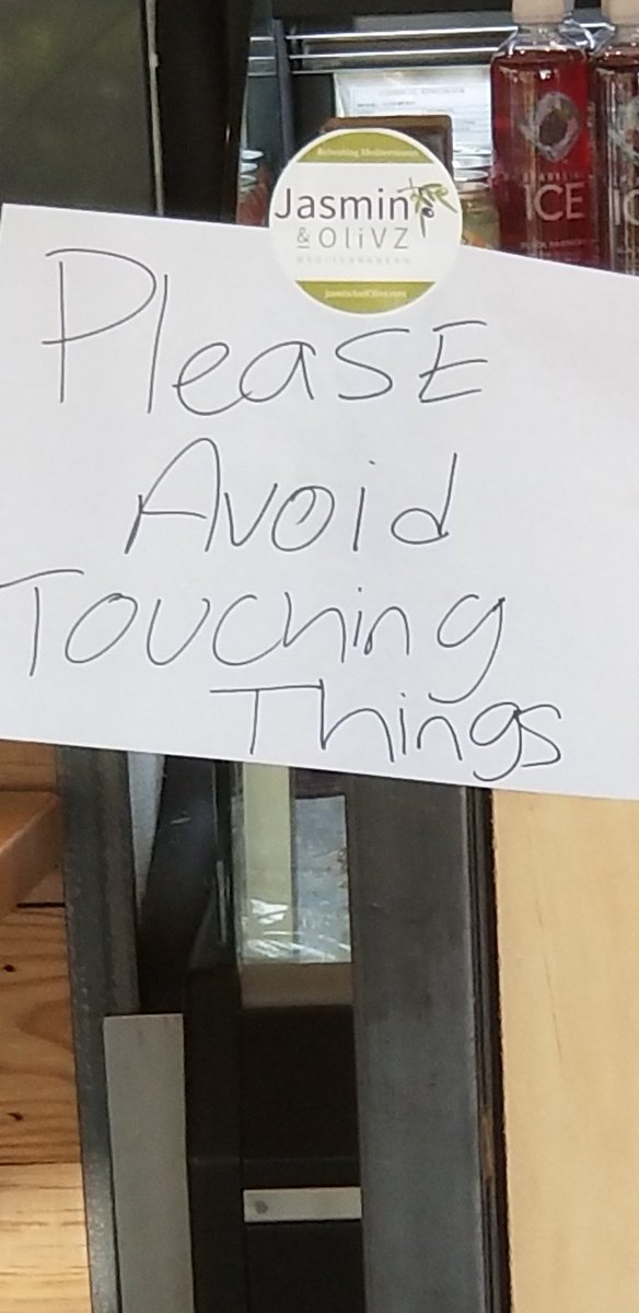 Bobby_Hammond's tweet photo. Picked up a great lunch today at Jasmin&Olivz. Came with helpful advice that we all should be following..."Please Avoid Touching Things".π
#SponsorToGoWeek @TheNCCourage @NorthCarolinaFC https://t.co/H46hKPxj8b