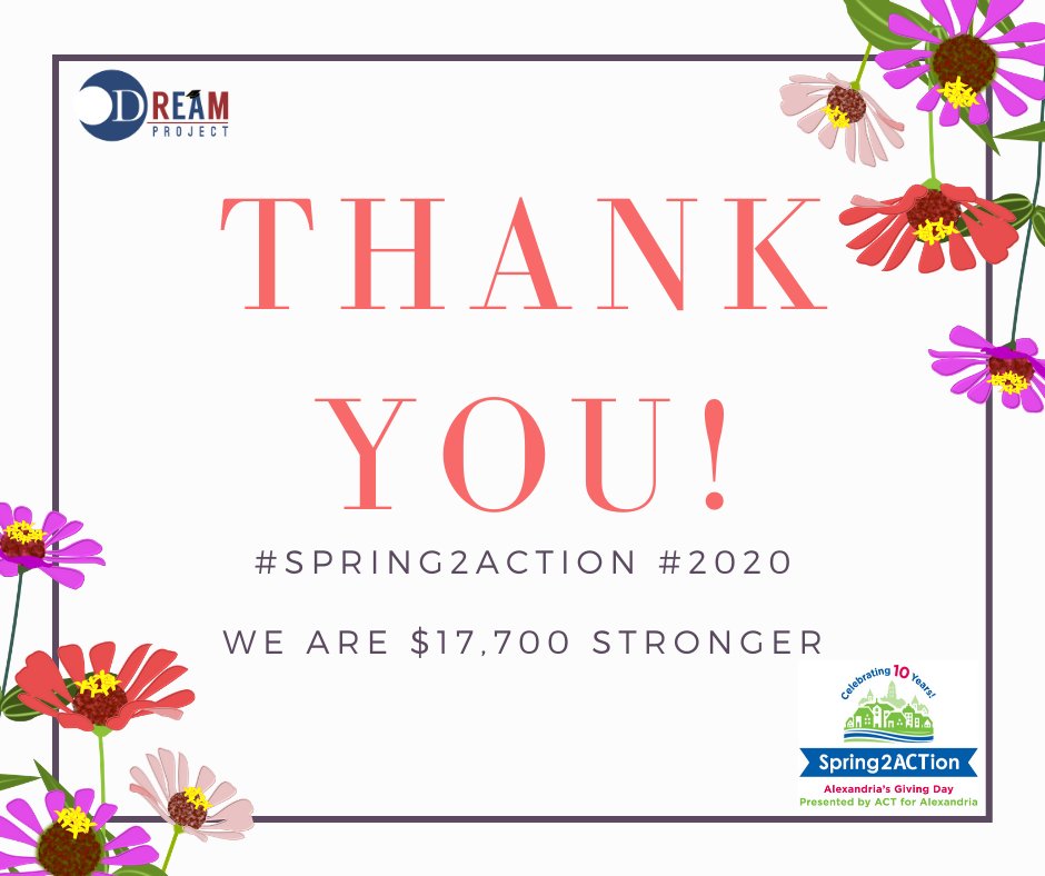 DreamProjectVA's tweet photo. We raised $17,760 on Wednesday!!! Even one of our Dream Scholars donated and said "I'm proud to give to the Dream Project because they made me part of the family, and there is no way on how to thank them so much." <3 Thanks to all the #Spring2Action heroes! #dreamers #dpsuccess https://t.co/oYy7HEZLEJ