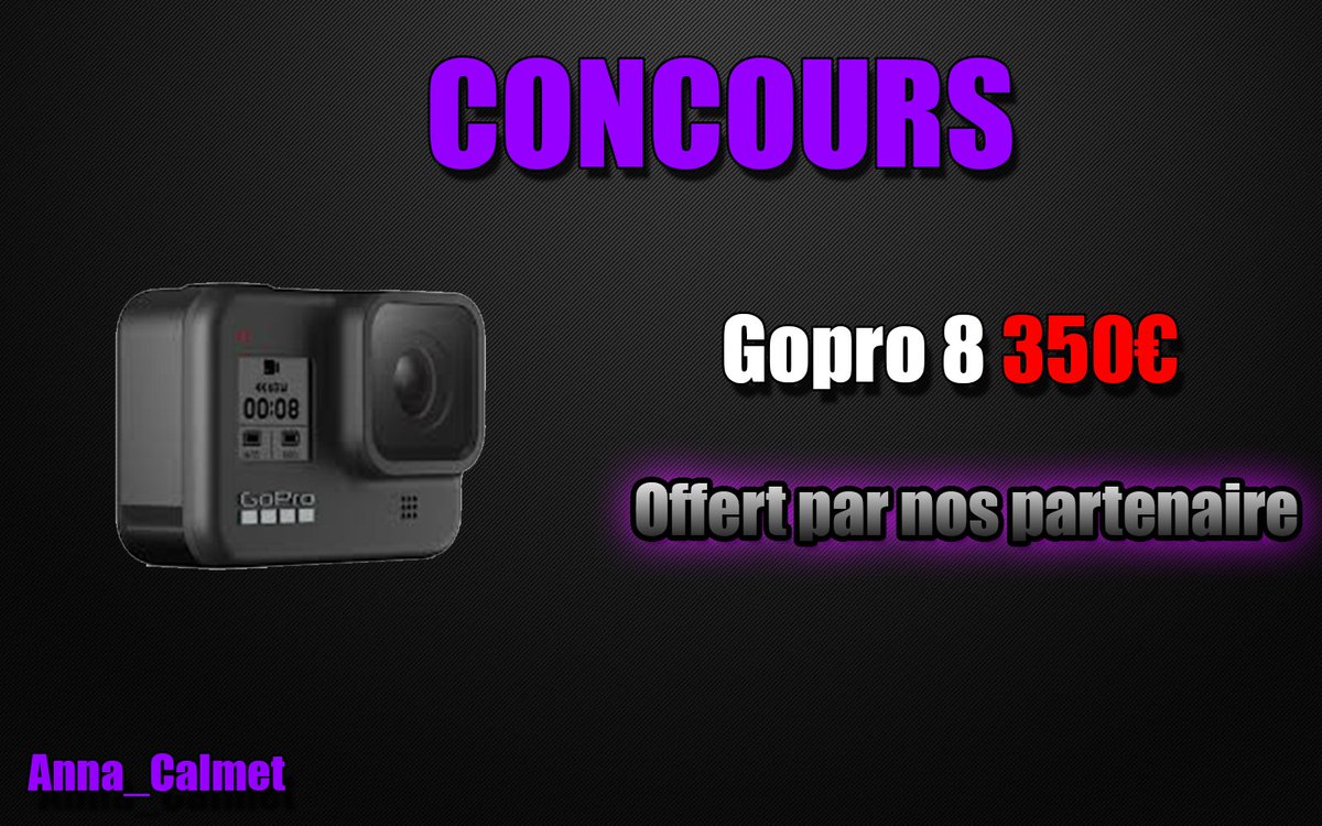 Anna_Calmet's tweet photo. 🎁 [#CONCOURS] [#ANNACONCOURS] [#GIVEAWAY] ! 

💋Tentez de remporter une GOPRO 8
ℹ️ D'une valeur de 350€

Pour participer :
❗️- #RT ce tweet 
❗️- Follow @Anna_Calmet
 &amp; Mentionne un ami(e) en commentaire.

300 RT pour le tirage https://t.co/SISUCJ23Vv