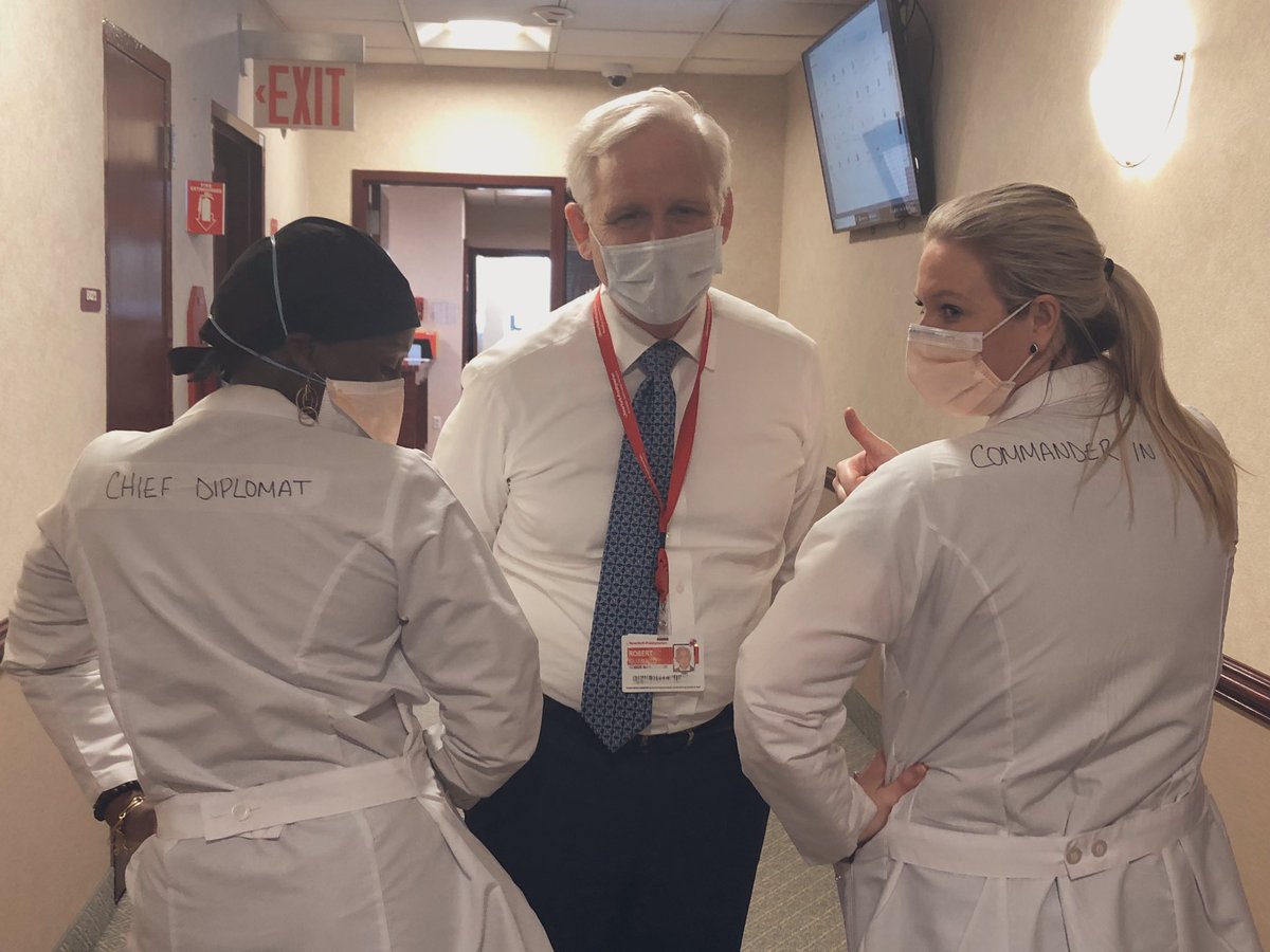 AishaD_Miller's tweet photo. 1 of the better Friday’s since dealing in this “new norm”~ Say Hi 😃President @rguimento in the midst of our daily operations per usual...#MedSurgRocks #ChiefDiplomatME #CommandInChief Opening of the new 25 bed ICU unit a success- @AshleyMattia3 https://t.co/djp58ZpuDs