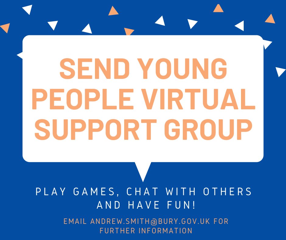 BuryChampions's tweet image. Does your child have a special educational need or disability and are they feeling socially isolated? Do you live in the Bury area?

I am running online groups for young people via Zoom so they can chat with others, play games and have some fun!

(1/2)