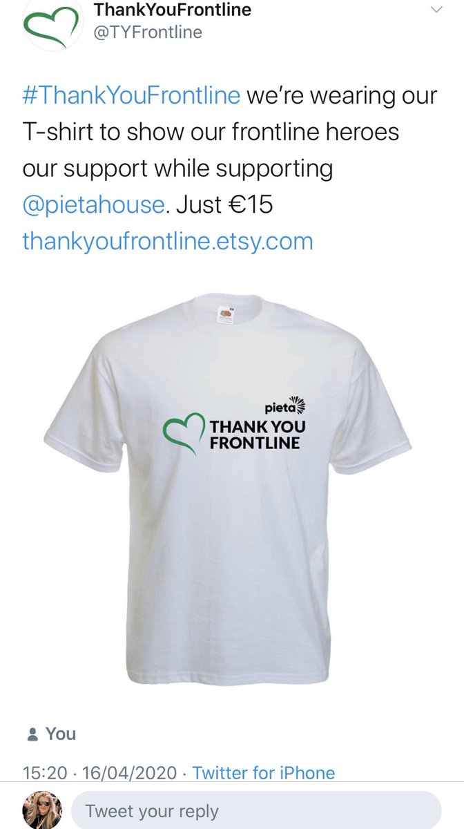 TYFrontline's tweet photo. Hi guys @StMarysPPU @gsmurf96 here class ‘14 I set up this campaign 2 thank all frontline workers during #Covid_19 & all profits going to @PietaHouse any support 2 get the word out wld be greatly appreciated 💚#thankyoufrontline T-shirt’s https://t.co/gJXtXVRstS Cheers Greg https://t.co/ChYSbJRj7o