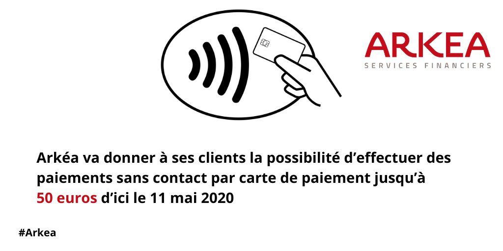 #COVID19fr  Le groupe Arkéa va donner à ses clients la possibilité d’effectuer des paiements sans contact par carte de paiement jusqu’à 50 euros d’ici le 11 mai 2020.
Le communiqué : 
linkedin.com/feed/update/ur…